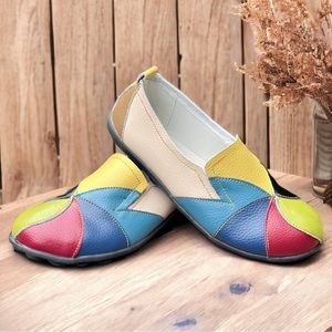 Colorblock Leather Slip-On Flats - Multicolor